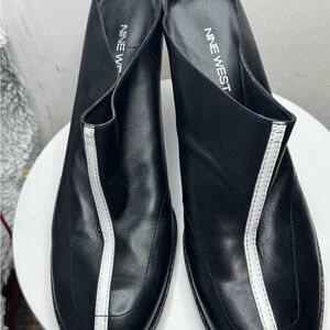 Nine West Elegant Black Heels with White Trim